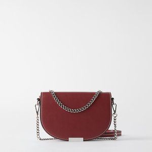 Zara Oval Burgundy Messenger Bag NWT